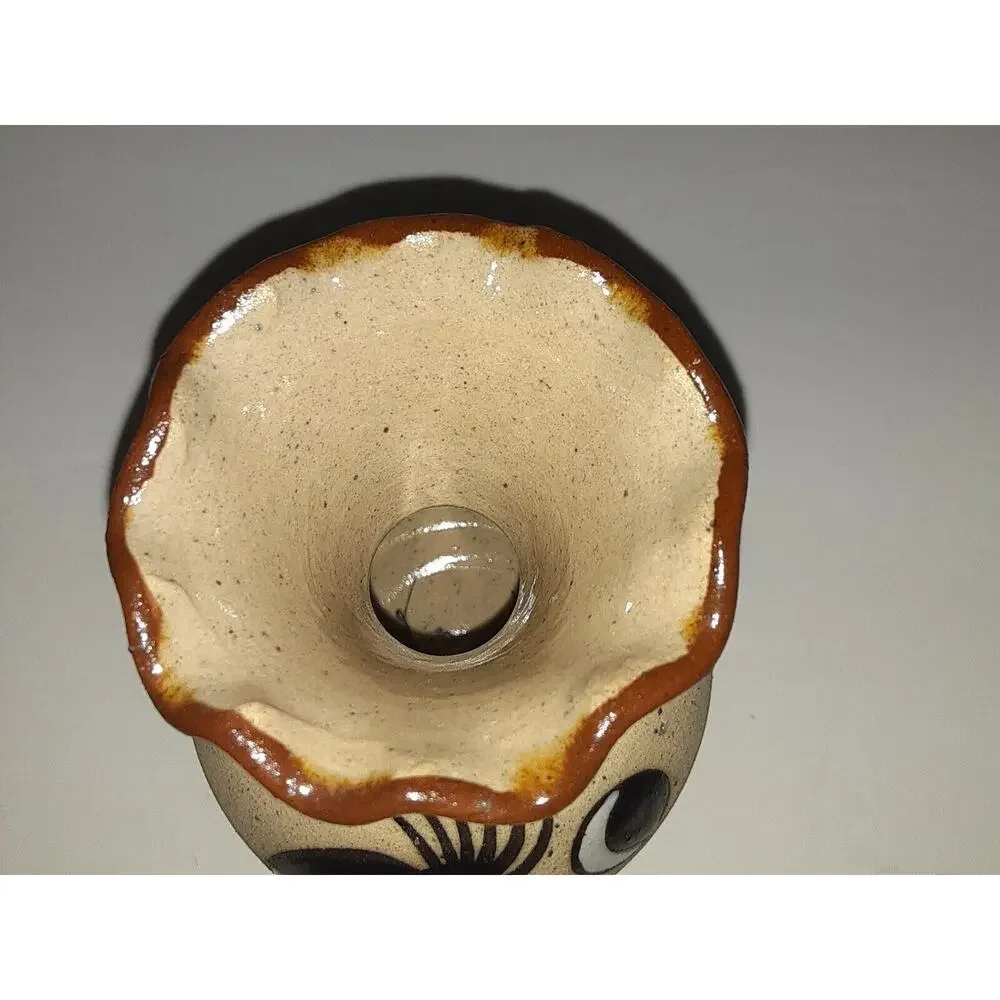 Mexican Tribal Stoneware mini Vase Signed Tonala Lovers